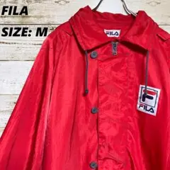 ✨FILA✨ナイロンジャケット ベンチコート ジップ 赤 刺繍ロゴ