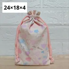 K4☆給食袋 コップ袋 巾着 小物入れ ナフキン入れ ハンドメイド うさぎ