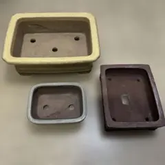 盆栽鉢 3点セット 長方形 陶器 植木鉢
