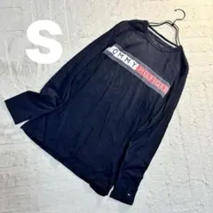 【TOMMY HILFIGER】定番ロゴライン 長袖Tシャツ ブラック Sサイズのサムネイル