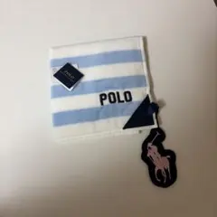 Polo 青と白のストライプハンカチ