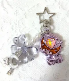 ロマンチック月×ハート♡ゆめかわキーホルダー 親子ハンドメイド・一点物