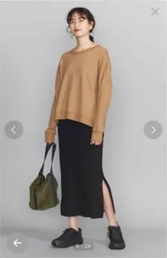 BY リブサイドタイトニットスカート　S black