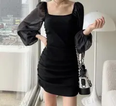 処分 GRL ワンピース ミニワンピース 膝丈ワンピース 黒色