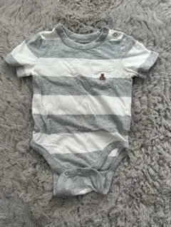 GAP ストライプロンパース 半袖ロンパース3-6ヶ月 70cm 男女兼用