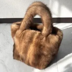 Fur B Mieko ハンドバッグ 毛皮 ミンク 軽量 ナチュラルブラウン