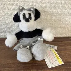 ディズニー ミニーマウス ぬいぐるみ バッジ モノクロ　マスコット