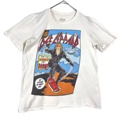 80’ｓデフ・レパードHysteriaアメコミ風グラフィックTシャツ　バンＴ