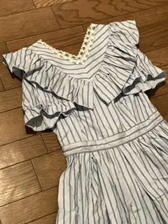 axes femme kids ストライプ フリル 半袖 ワンピース