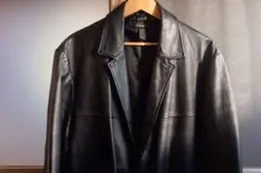 90s DKNY レザーカーコート 黒 L｜本革 韓国製｜モード×古着の定番