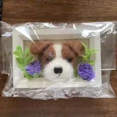 犬の羊毛フェルトアート フレーム付き