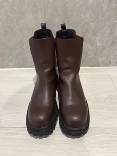 サイドゴアブーツ LL レザー オリエンタルトラフィック ブラウン 厚底