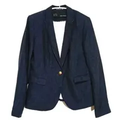 【ザラベーシック】アウター/ テーラードジャケット/薄手/ 麻混/ダークブルー