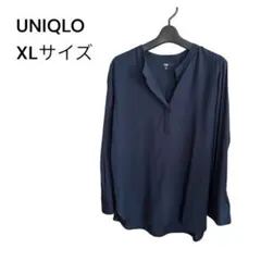 UNIQLO レーヨンスキッパーブラウスネイビー XLサイズのサムネイル