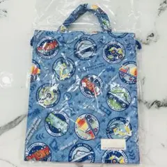 2WAY 巾着・体操着袋 手提げ 車 乗り物 ブルー 39×33cm