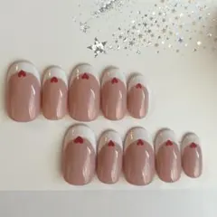 オーダー可 ネイルチップ ジェルネイル フレンチ ハート twice ミナ