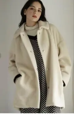 ラコレ　ボアバルーンコート　ホワイトMサイズ