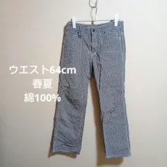 チェック柄チノパン ウエスト64cm 春夏　綿100% パンツ