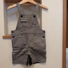 COMME CA ISMブラックチェック オーバーオール 80センチ