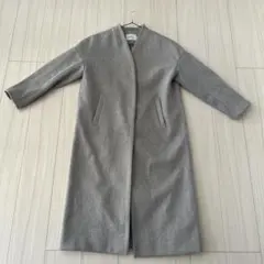 earth グレー ノーカラー ロングコート