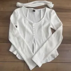 shein ホワイト　セーター　カーディガン