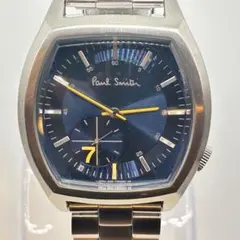 美品】 ポールスミス 腕時計 スクエア シルバー ブルー クロノ 稼働