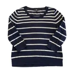 ユニクロ　レディース　ボーダーカットソー　七分袖　M