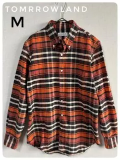 TOMORROWLAND M オレンジ系チェック長袖シャツ
