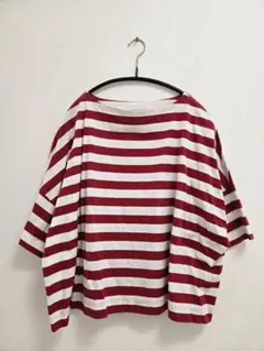 トラディショナルウェザーウェア 赤 ボーダー ドロップショルダー Tシャツ