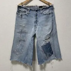 00s リメイク デニム ダメージ加工 パッチワーク デニム ハーフパンツのサムネイル