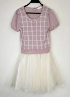 LODISPOTTO＊パール チェックトップス×チュール ワンピース M 112