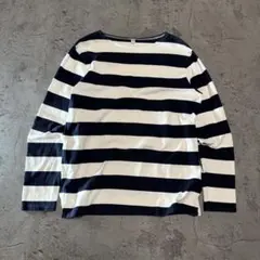 00s OLD UNIQLO 太ボーダー ロンT ホワイト ネイビー y2k