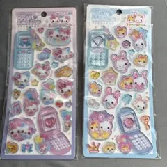 【匿名配送】平成はっぴーフォンシール　2種セット　ステッカー　うさぎ　猫