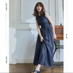 【美品】Back Lace-Up Cotton Long Dress