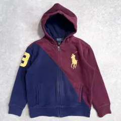 キッズ古着 ポロラルフローレン バイカラースウェットパーカー ビッグポニー 5