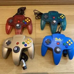 ニンテンドー64 コントローラー クリアレッド ブルー　4個セット ピカチュウ