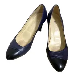 DIANA アーモンドトゥ パンプス ネイビー 切り替え 22cm