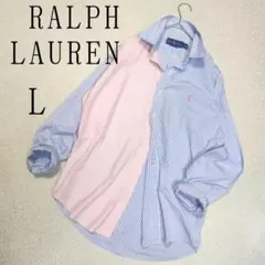 ラルフローレン クレイジーパターン 長袖 ボタンダウン シャツ ストライプ L