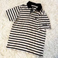 バーバリーゴルフ　ポロシャツ　ボーダー　胸ロゴ　刺繍　M