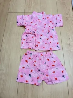 80サイズ　金魚柄ピンク甚平セット