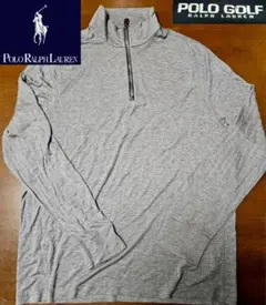 送料無料/新品未使用Polo Golf ハーフジップ長袖シャツ グレー（Ｌ）