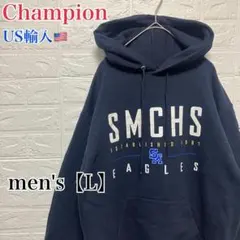 ●D435【US輸入】チャンピオン スウェットパーカー ネイビー系 【L相当】