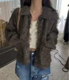 WILLFULLY リバーシブルカーディガン/ モカ