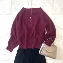 美品 マッキントッシュフィロソフィー ボルドー 長袖ニット タヌキ サイズフリー