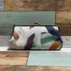 親子がま口　長財布　カラフルライン