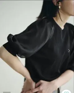 VIS⭐︎試着のみ⭐︎パフスリーブ カットソー ブラック 五分袖