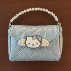ハローキティ エンジェル ポーチ レター型 キルティング ブルー 水色