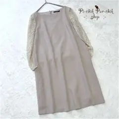 【ヌーク】ワンピース　ノースリーブ 　異素材切り替え　セレモニー　結婚式