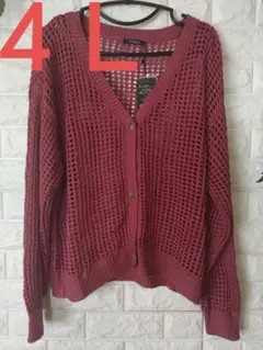 大きいサイズ カーディガン 透かしニット 羽織もの ニット メッシュ 4L