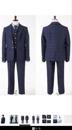 美品♡卒業式　ネイビー チェック柄 スーツセット　160